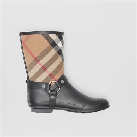 burberry buckle detail check rain boots|net a porter burberry boots.